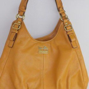 COACH Madison Leather Maggie Hobo Mustard Yellow